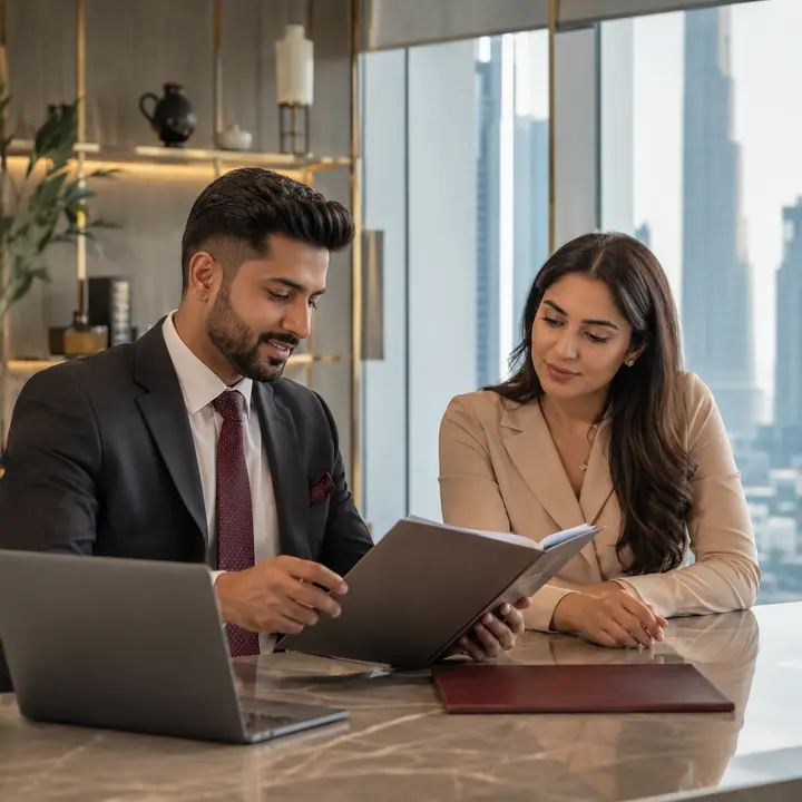 A financial professional coordinating documents with a client