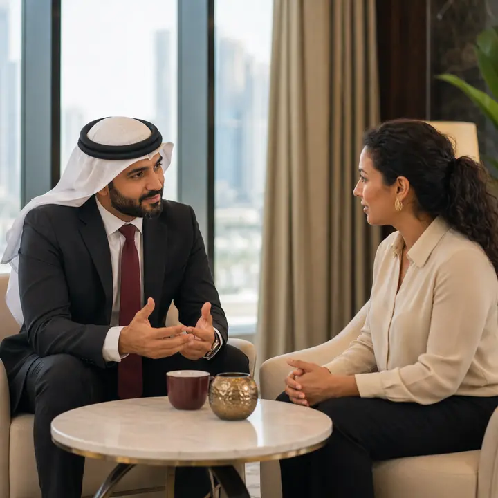 A financial adviser listening to a client’s requirements